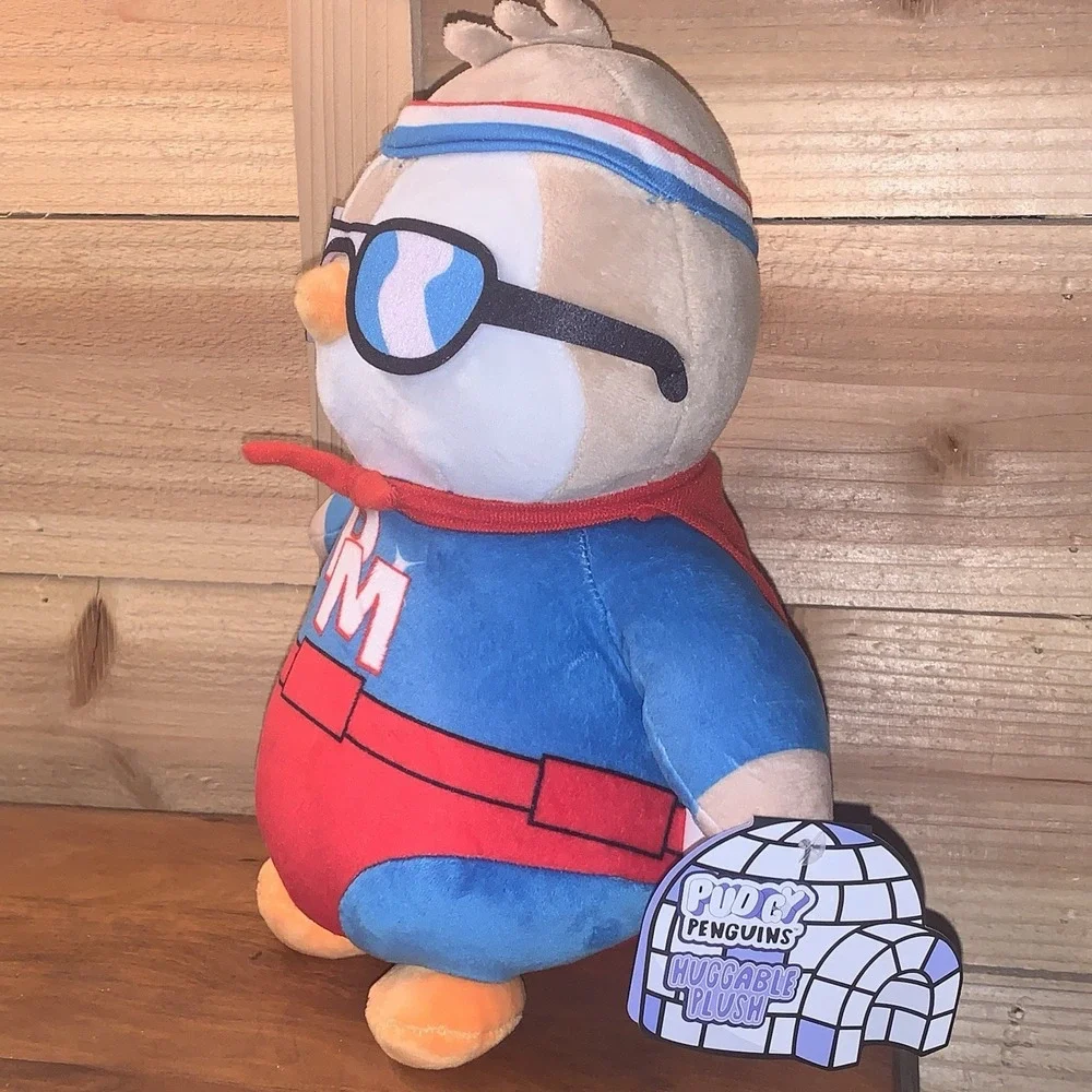 PUDGY PENGUINS Pudgy Man Superhero Red‎ Cape PLUSH Plushie 11